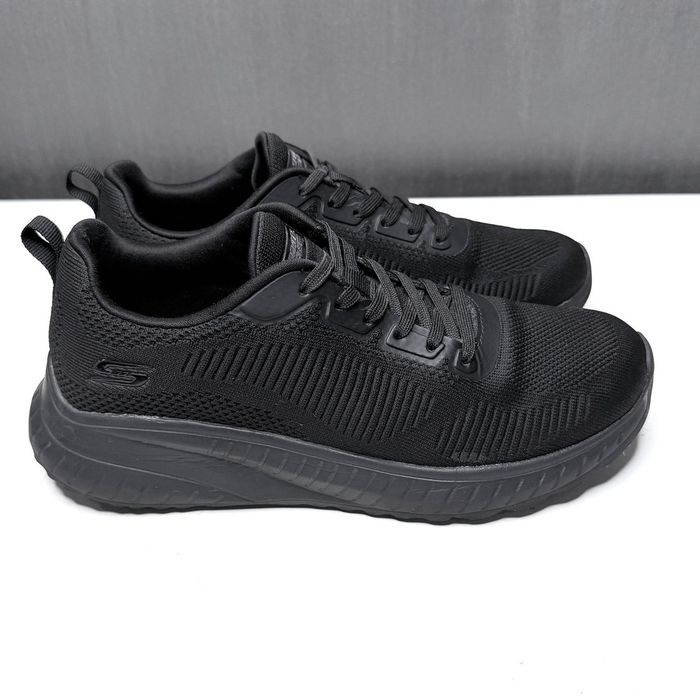 Skechers Bobs Squad Chaos Sneakers Women 9 Black Mesh Comfort Walking Athleisure